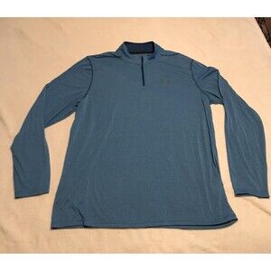 Under Armour Men’s Quarter Zip Pullover Size 2XLBlue Tonal Stripe EUC Thread